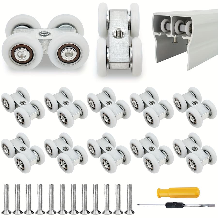 12pcs Sliding Door Rollers With 12 Screws And Screwdriver For Sliding Doors, Cabinets, Partitions Door Hardware & Locks Shop Online at Dubai Trades 2