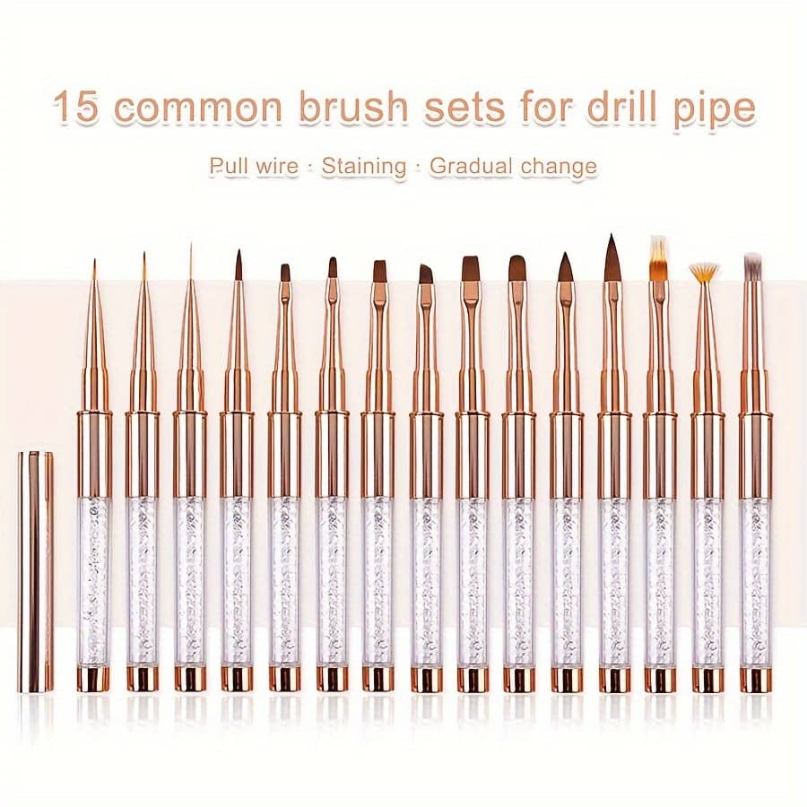 15pcs Rose Art Brush Set With Rhinestone Handles – High-quality, Odorless Manicure Tools For Salon And Beginners Beauty & Personal Care Shop Online at Dubai Trades 2