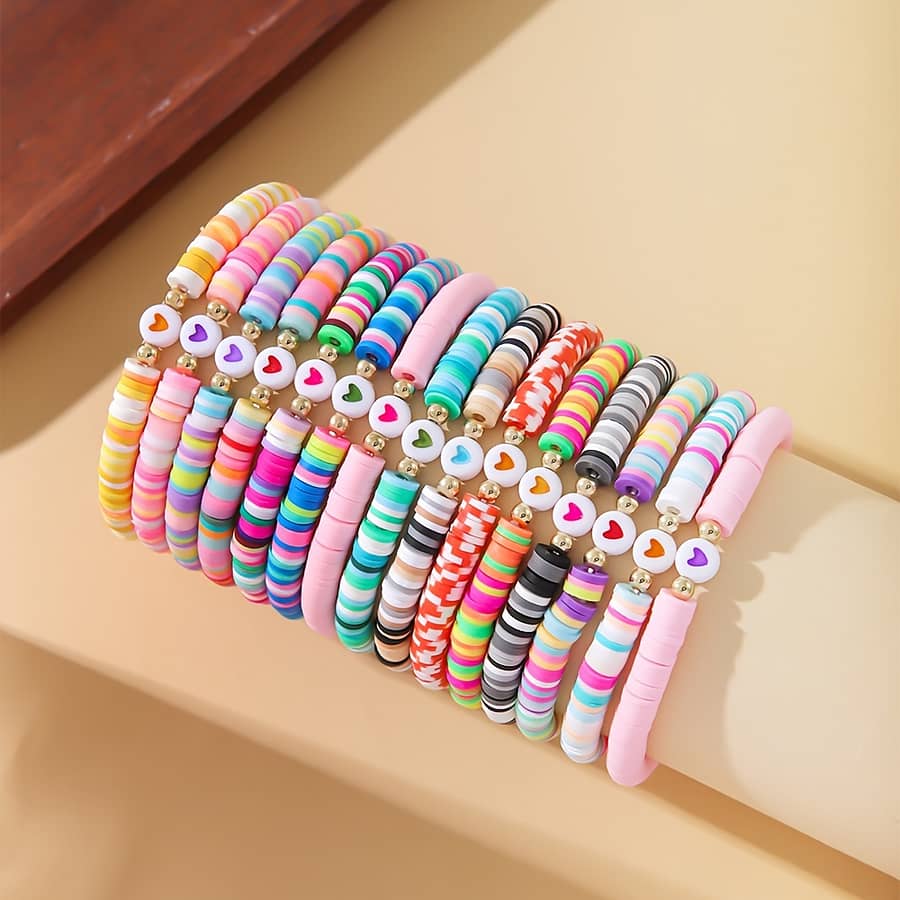 15pcs Set Elegant Polymer Charm Bracelets, Multilayer Stackable Colorful Fashion Jewelry For Women, & Parties, Gift For Bracelets Shop Online at Dubai Trades 2