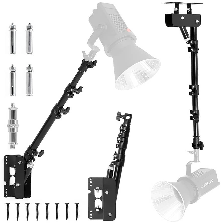 16.5-43in Photography Studio Multi-angle Adjustment Top Light Bracket Indoor Wall Fixed Light Bracket Load Bearing 5kg To eBook Readers & Accessories Shop Online at Dubai Trades 2