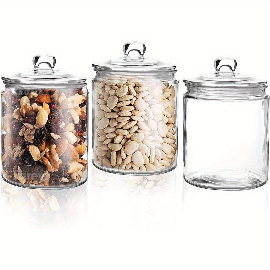 1l , 2l 2 Pack, Sealed Glass Cookie Jars For Flour, Pasta, Candy, Dog Food, Snacks, Etc. | Kitchen And Pantry Glass Storage Jars Food Jars & Canisters Shop Online at Dubai Trades 2