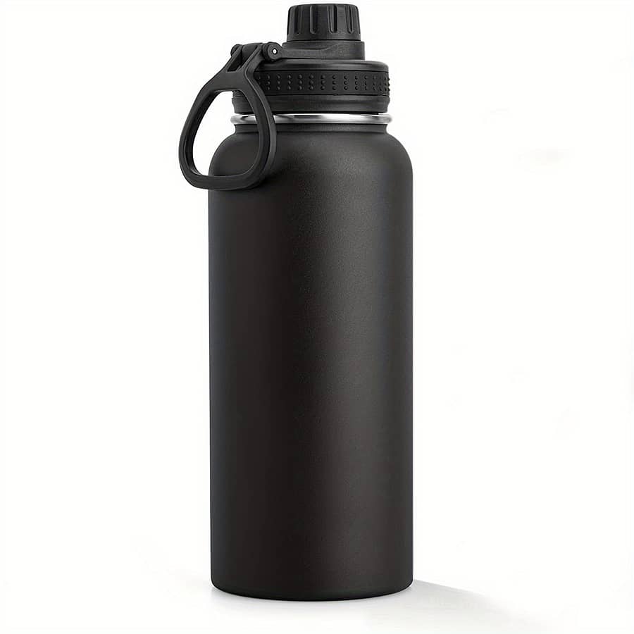 1pc 32oz Black Stainless Steel Insulated Water Bottle With Double Wall Vacuum, Leakproof Spout Lid & Carrying Strap – Sports, Outdoor Activities & Holiday Gifts Sports & Outdoor Recreation Accessories Shop Online at Dubai Trades 2