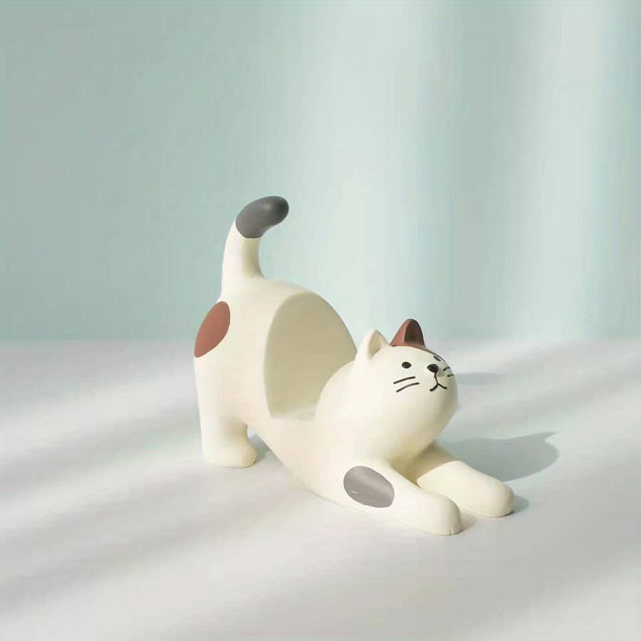 1pc Cat-shaped Phone Holder, Ergonomic Gimbal Design, Abs Material, Mount, Desk Accessory, Black & White Kitten Stretching Design, Home Decor Accessories Shop Online at Dubai Trades 2