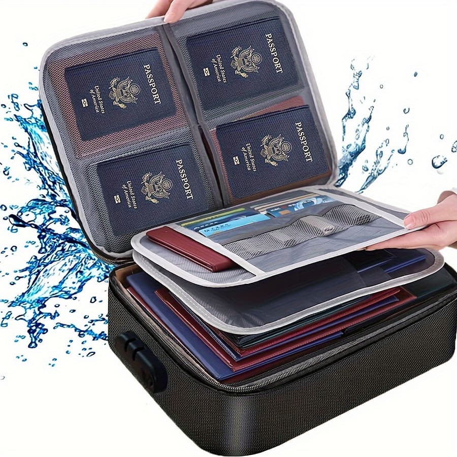 1pc Document Bag With Combination Lock, 3-layer File Storage Case With Water-resistant Zipper, Portable Organizer Bag For Laptop, Files, Certificates For Hotel File & Folder Accessories Shop Online at Dubai Trades 2