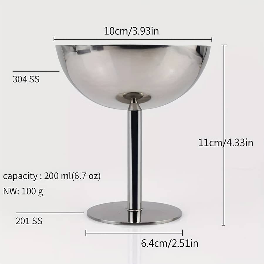 1pc, Elegant Stainless Steel Ice Cream Cups, Dessert Bowls, Washable, For Pudding, Mousse, Fruit Salad, Home, Restaurant, Hotel Use, Kitchen Tableware Bowls Shop Online at Dubai Trades 2