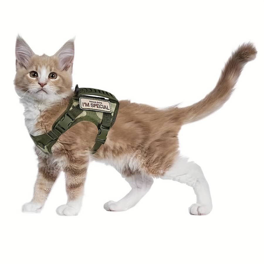 1pc Escape-proof Tactical Cat Harness For Outdoor Safe Walking, No-pull Service Cat Vest Soft Mesh Adjustable Pet Vest Harness With Control Handle Cats Shop Online at Dubai Trades 2