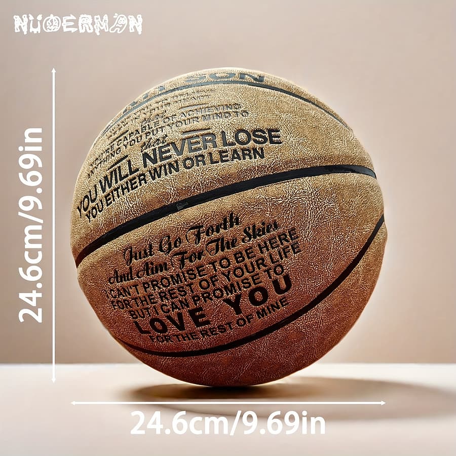 1pc Genuine Cowhide Basketball – Non-slip, Wear-resistant Size 7 For Indoor & Outdoor Play, Brown With Inspirational Message From Dad To Son Basketball Shop Online at Dubai Trades 2