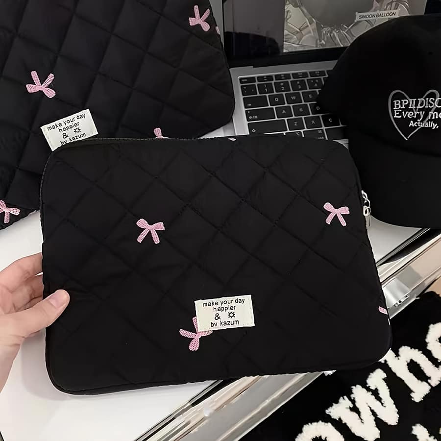1pc Laptop Bag Ballet Style Bow Embroidered Tablet Bag Suitable For 10/11 Inch Ipad 13/14 Inch Macbook .6 Inch Laptop Sleeve Bag Carrying Cases Shop Online at Dubai Trades 2