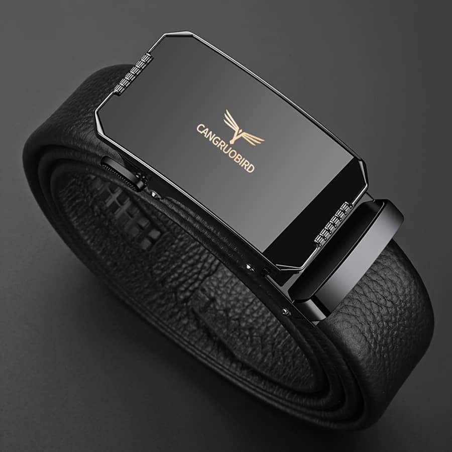 1pc Men’s Adjustable Automatic Buckle Belt – Sleek Black Leather, Alloy Buckle, Stylish For Business & Casual Attire Accessories Shop Online at Dubai Trades 2