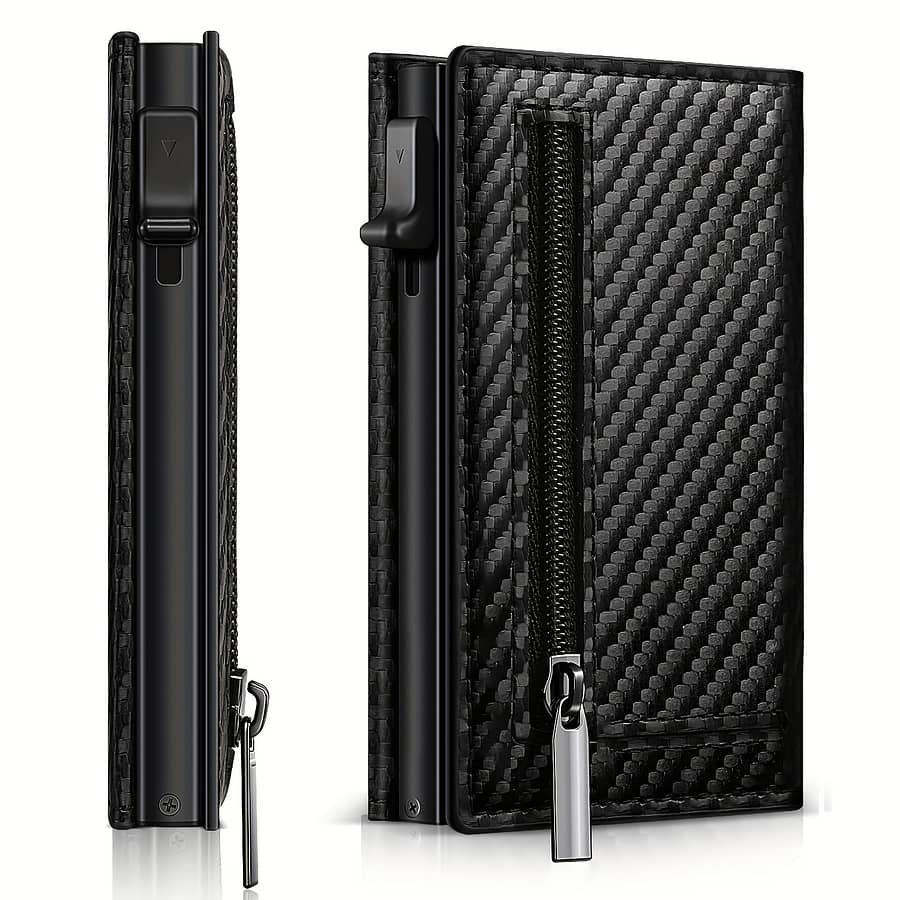 1pc Men’s New Business Rfid Anti-theft Swipe Carbon Fiber Side Push Card Holder Accessories Shop Online at Dubai Trades 2