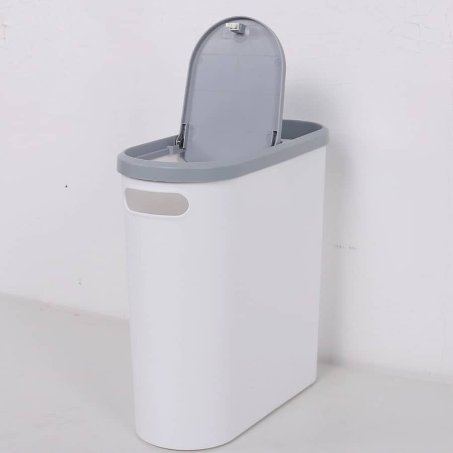 1pc Plastic Household Bathroom Trash Can With Lid – Creative Slit Design, Press-to-open, Large Capacity, Uncharged Manual Operation Desk Accessories & Workspace Organizers Shop Online at Dubai Trades 2