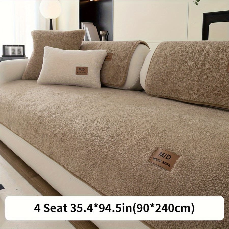 1pc Plush Sofa Slipcover/pillowcase, Non-slip Sofa Cover, Thickened Couch Cover 4 Seasons Universal Furniture Protector For Bedroom Office Living Room Home Decor Home & Kitchen Shop Online at Dubai Trades 2