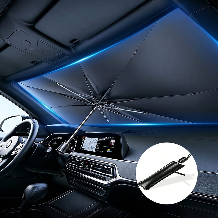 1pc Portable, Foldable Car Windshield Sunshade, Protect Your Car From The Sun, 140*80cm For Suv/off-road General, Black Automotive Shop Online at Dubai Trades 2