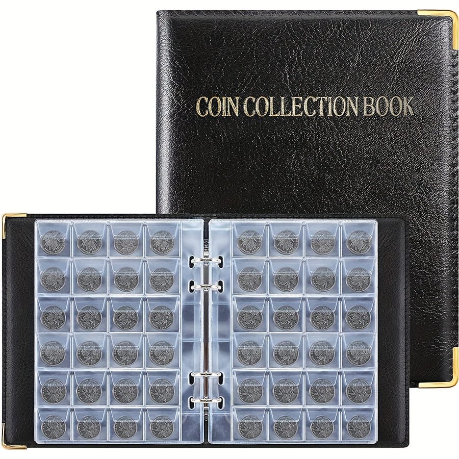 1pc Premium Leatherette Coin Collection Album & Sport Card Case, 480 Pockets Folder For Sport Memorabilia, Commemorative Coins, Stickers & Badges, Pvc Material Card Cases Shop Online at Dubai Trades 2