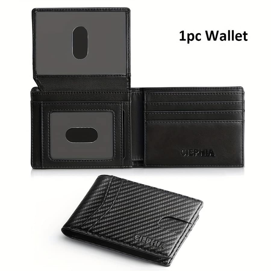 [1pc Rfid Men’] Men’ Slim Bifold Rfid Card Holder With 2 Id Windows, Credit Card Holder Cash Pockets Money Pocket, Father’s Day Gift Accessories Shop Online at Dubai Trades 2