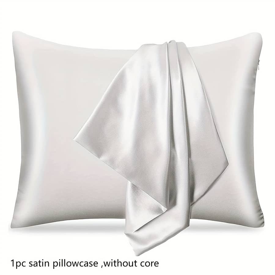 1pc Satin Pillowcase (without Pillow Core), Soft Breathable Decorative Pillow Covers, Silky Zipper Pillow Protector For Bedroom Sofa Home Decor Bedding Shop Online at Dubai Trades 2