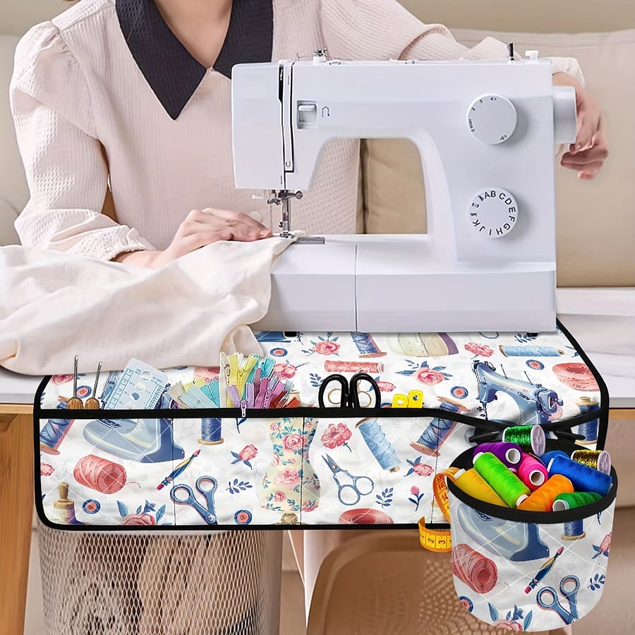 1pc Sewing Machine Mat With Storage Pockets And Cylinder, Washable Polyester, Cartoon Sewing Pattern, Dust-proof Protective Pad For Sewing Supplies And Accessories Arts, Crafts & Sewing Shop Online at Dubai Trades 2