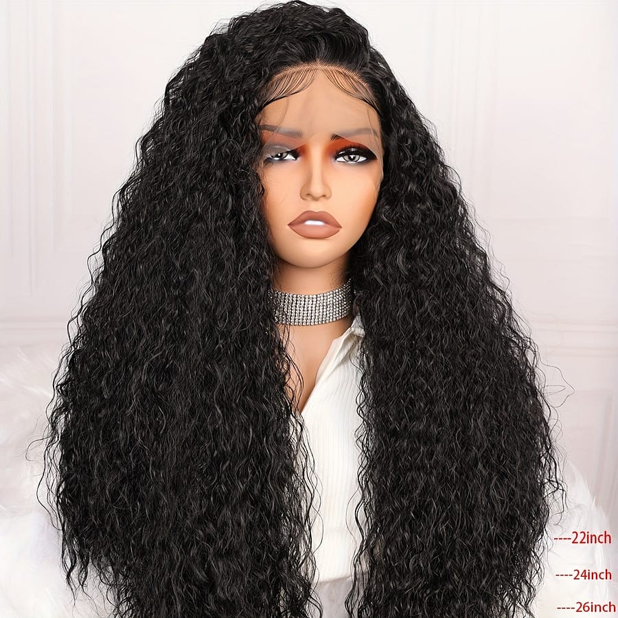1pc Soft Glueless Preplucked 26 Inches Long 200% Density Black Deep Part Lace Front Wig For Women With Babyhair Heat Temperature Daily Cosplay Wig Beauty & Personal Care Shop Online at Dubai Trades 2