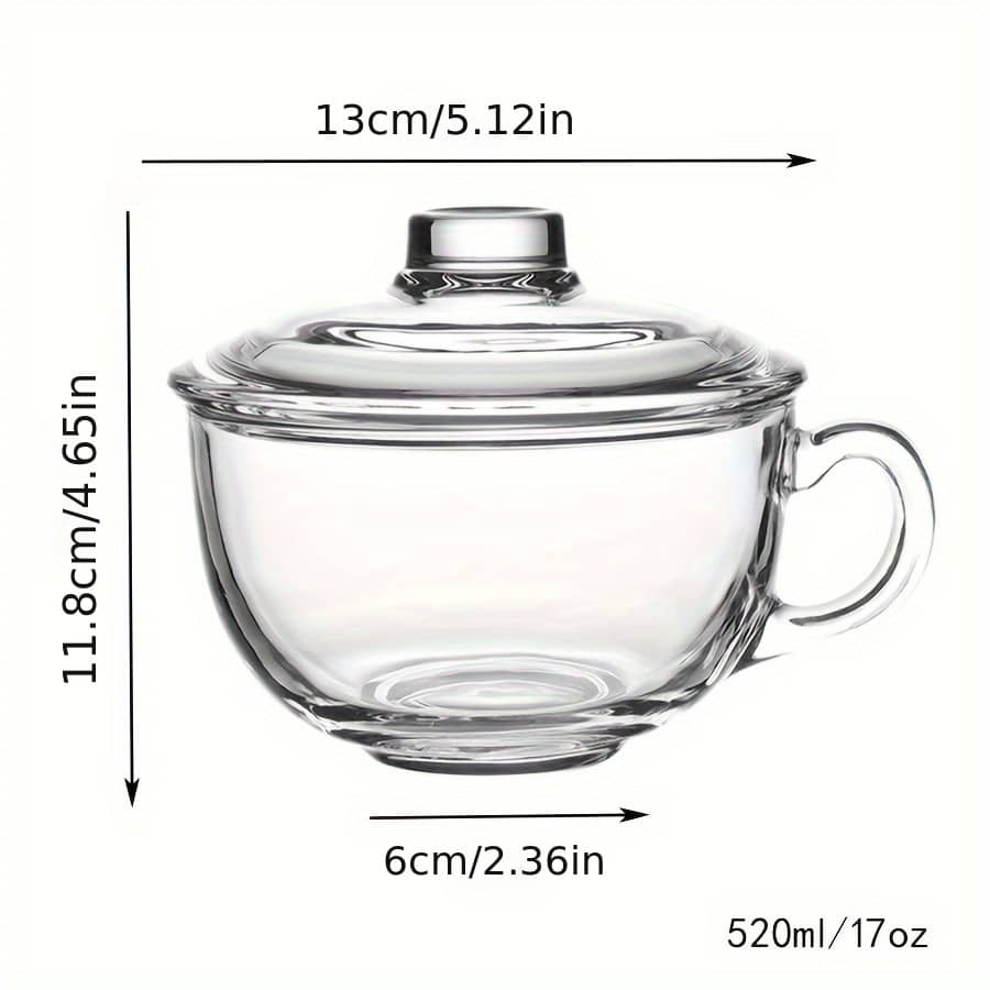 1set Glass Cup 17oz Clear Coffee Mug With Lid For Breakfast Tea, Milk, Beverage, Oats, Yoghurt Cups, Mugs, & Saucers Shop Online at Dubai Trades 2