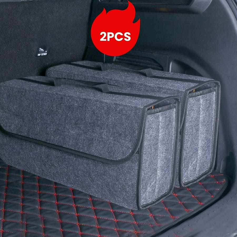 2-pack Foldable Polyester Fiber Car Trunk Organizer – Multifunctional Felt Storage Box For Daily Use, Space-saving Vehicle Storage Bin With Shipping Automotive Shop Online at Dubai Trades 2