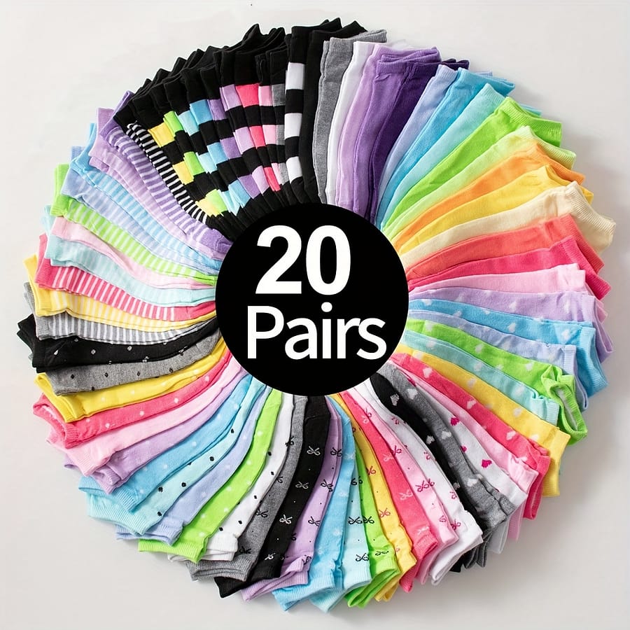 20/40 Pairs Heart Print Socks, Valentine’s Day Candy Colored Ankle Socks, Women’s Stockings & Hosiery Accessories Shop Online at Dubai Trades 2