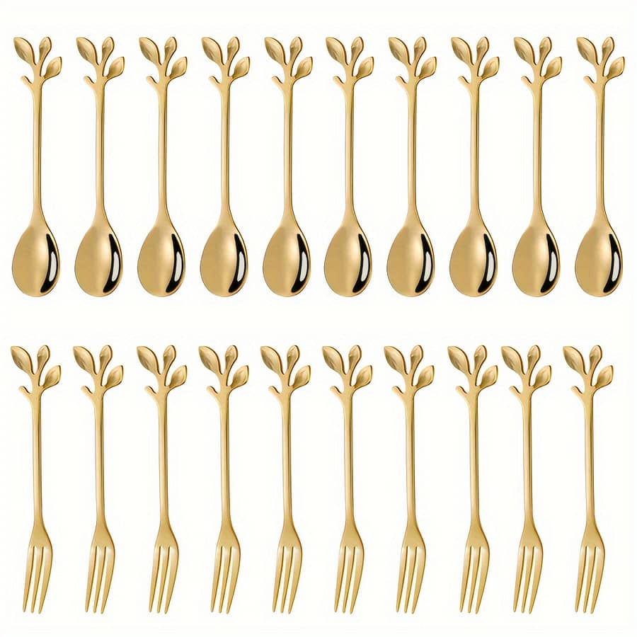 20pcs Elegant Stainless Steel Mini Forks & Coffee Spoons Set – , Rust-resistant, Easy To Clean | Appetizers, Desserts | Ideal For Home, Parties, Weddings Coffee Scoops Shop Online at Dubai Trades 2