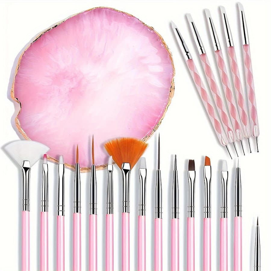 21pcs Nail Art Brush Set, Double-ended Dotting Pens & Mixing Palette, Formaldehyde-free Manicure Tools Kit For Diy , Nail Accessories Beauty & Personal Care Shop Online at Dubai Trades 2