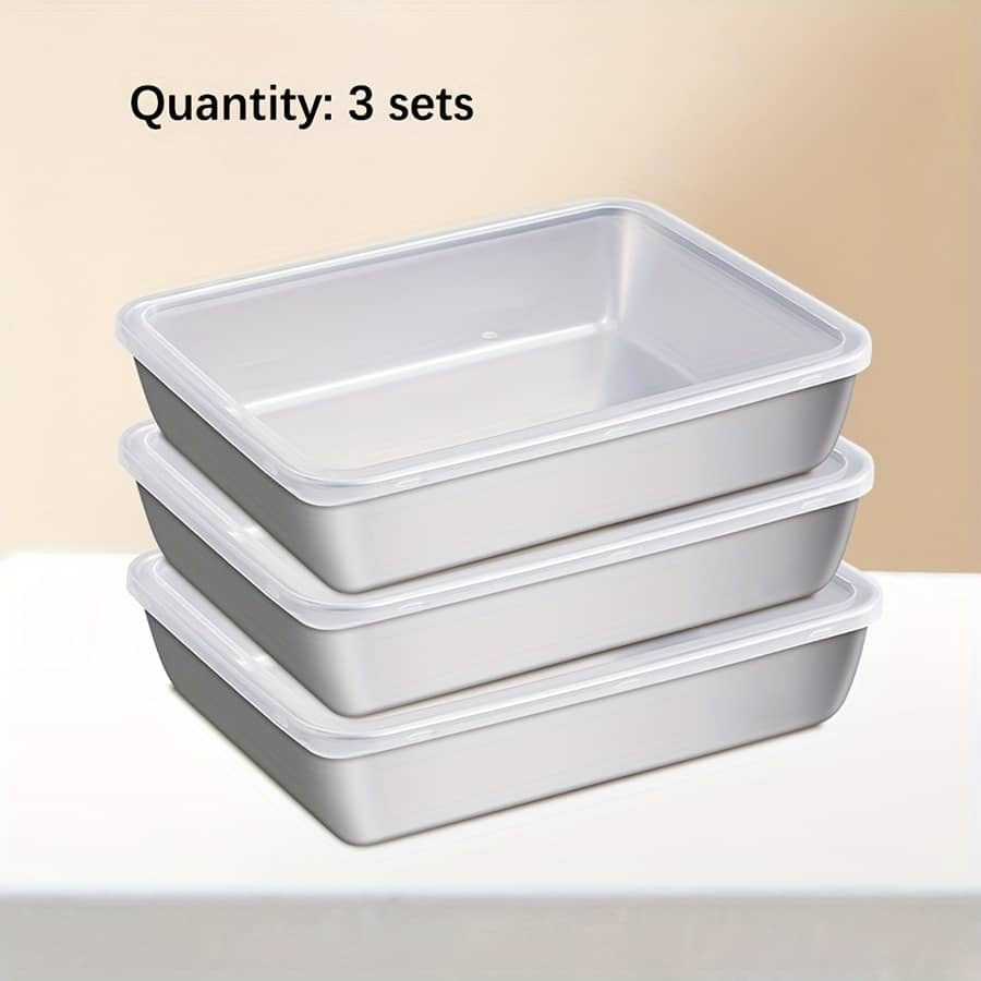 2/3 Sets, Stainless Steel Covered Thickened Square Plate With Flat Bottom, Fresh-keeping Box, Food Storage Box, Refrigerator Storage Box Containers Shop Online at Dubai Trades 2