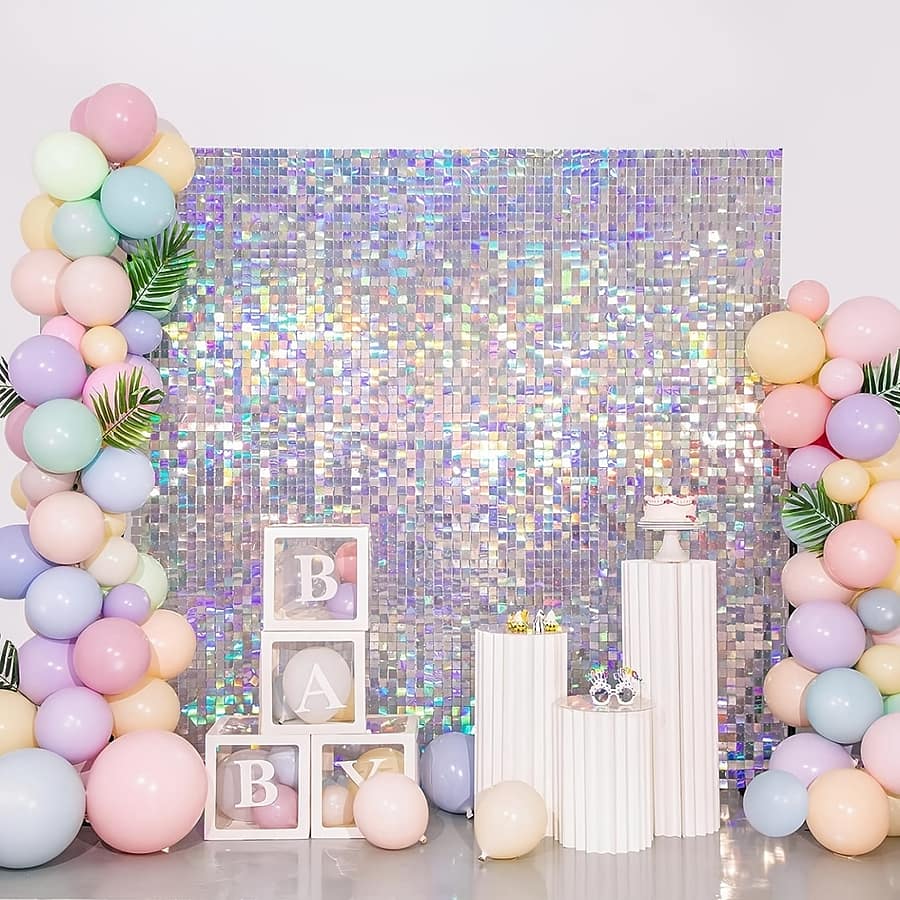 24pcs Glitter Wall Background Panels Silvery Square Sequins Glitter Background Decoration Suitable For Wedding Anniversary Birthday Party Decoration Arts, Crafts & Sewing Shop Online at Dubai Trades 2