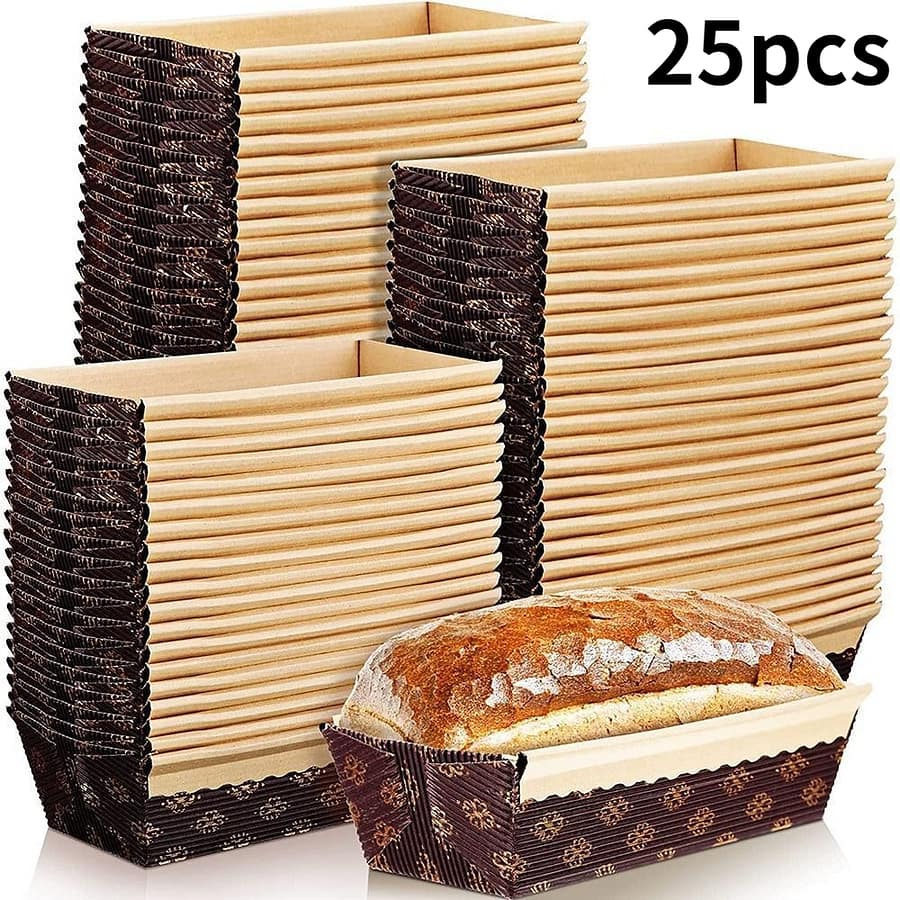25/50pcs Disposable Cake Boxes Baking Wedding Bread Tray Paper Loaf Pans Cake Box Food Containers Bakeware Shop Online at Dubai Trades 2