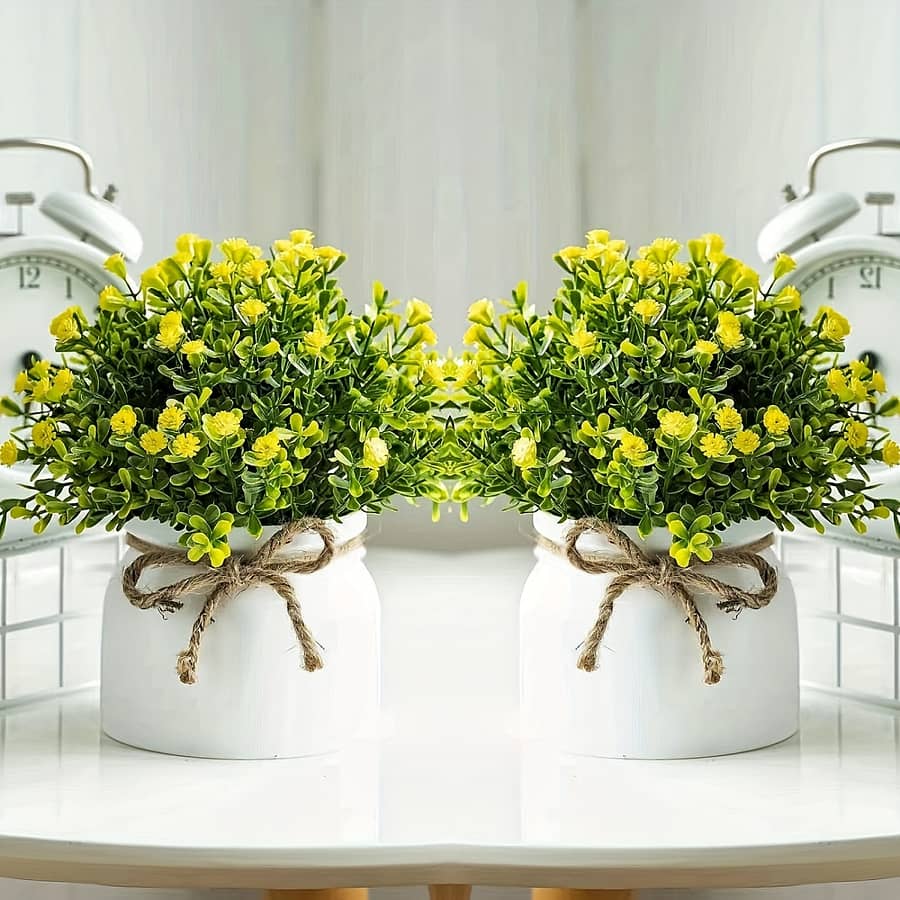 2/5pcs Artificial Potted Flowers Plants, Fake Lavender In Macaron Pot, Fake Flowers Bonsai For Indoor Outdoor Home Kitchen Office Desktop Wedding Decor Artificial Plants & Flowers Shop Online at Dubai Trades 2