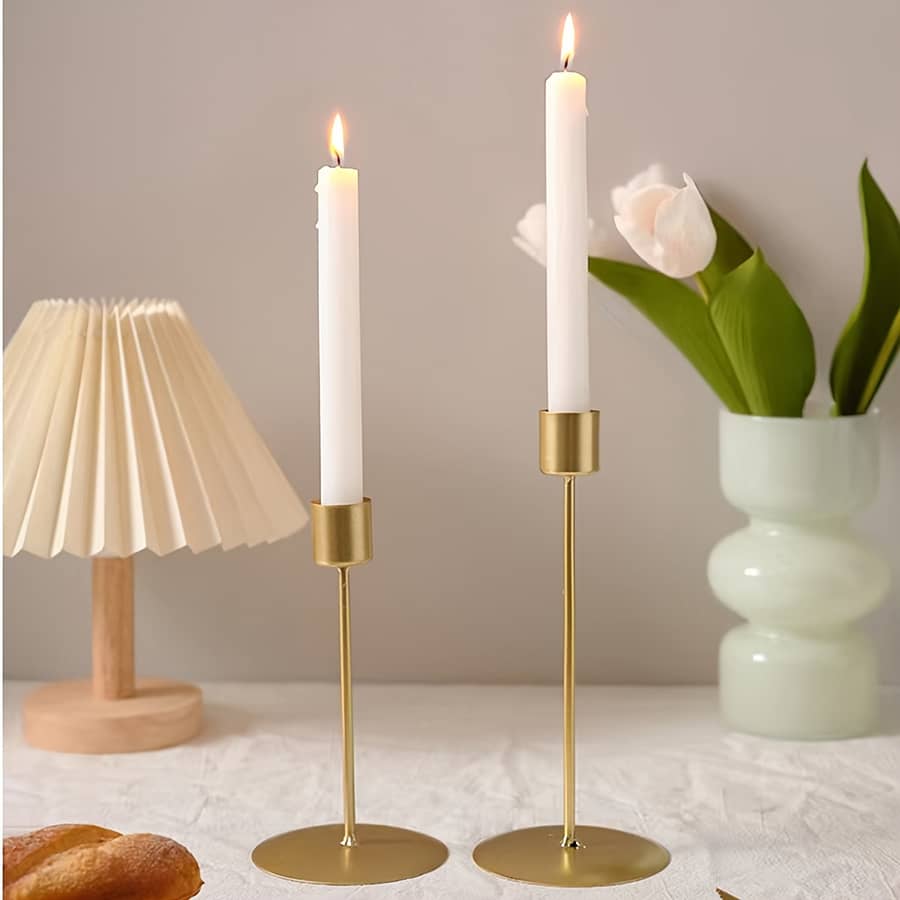 2pcs Candle Holder, Candlestick, For Candlelight Dinner Photo Props, Wedding Anniversary Birthday Decor, Table Living Room Home Decor, Valentine’s Day New Year Candlesticks Shop Online at Dubai Trades 2