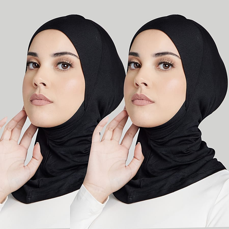 2pcs Monochrome Instant Hijab Thin Breathable Pullover Caps Elegant Style Convenient Base Caps Accessories Shop Online at Dubai Trades 2