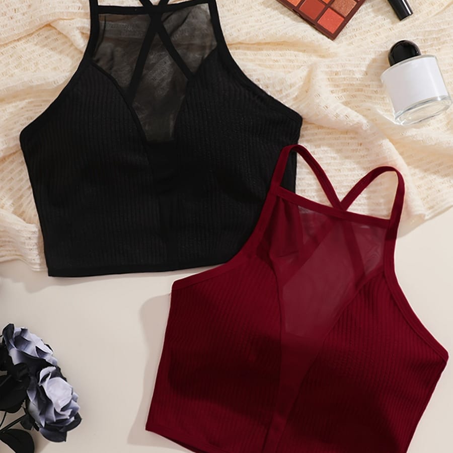 2pcs Women’s Bra With Straps, Breathable Mesh Design, Backless Comfortable Women’s Underwear Camisoles & Tanks Shop Online at Dubai Trades 2