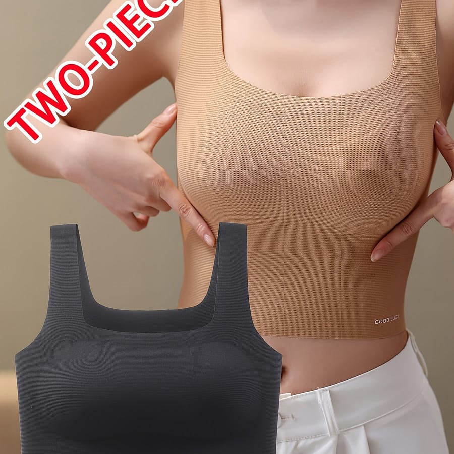 2pcs Women’s Wireless Bras – No Underwire Backless Design, , Nude Beige & Black, Non-removable Padded Cups, Elegant For Everyday & Formal Wear Bras Shop Online at Dubai Trades 2