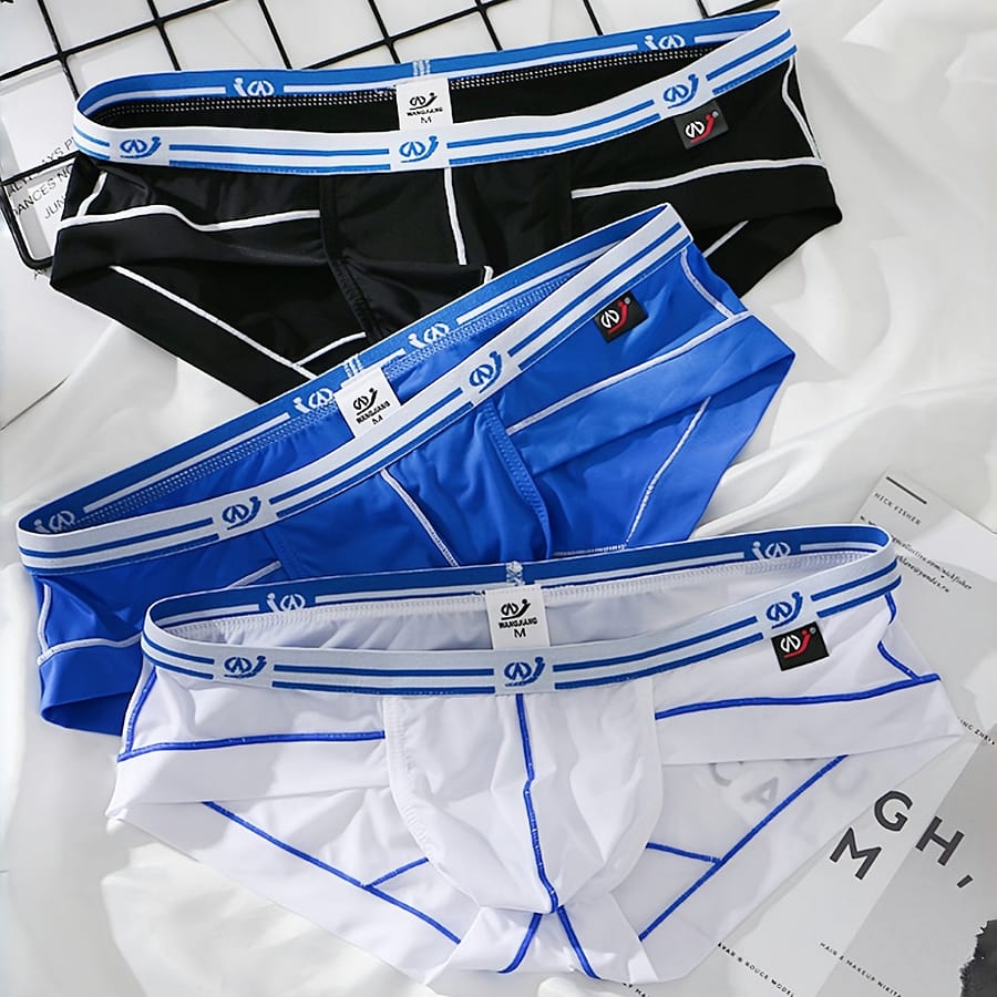3-pack Men’s Briefs, Low-rise, Thin, , Big U Convex Pouch, Polyamide 90% Spandex 10%, Medium Stretch, Solid Color, Knit Fabric, 160gsm – Assorted Colors Briefs Shop Online at Dubai Trades 2
