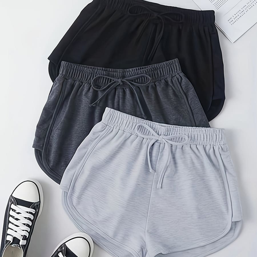 3-pack Women’s Drawstring Sports Shorts, Gym Workout Short Pants With Pockets Active Shop Online at Dubai Trades 2