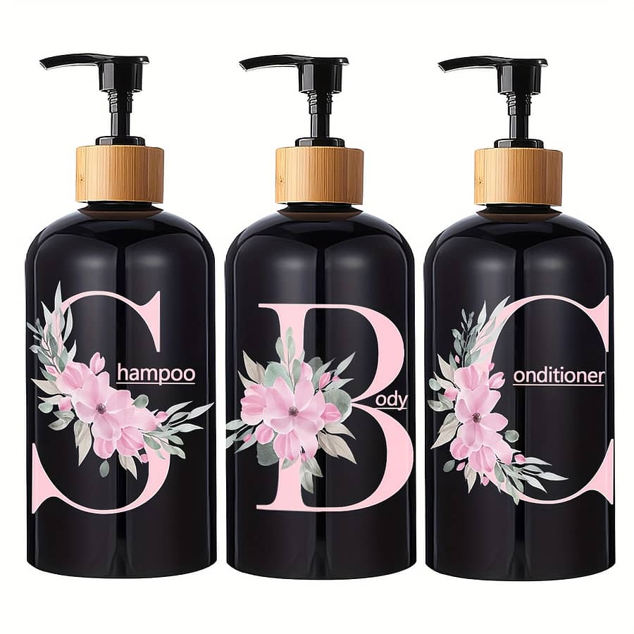 3-piece Set Plastic Pump Dispenser Bottles For Shampoo, Body Wash, And Conditioner – Free, Free – For Bathroom And Travel Use Beauty & Personal Care Shop Online at Dubai Trades 2
