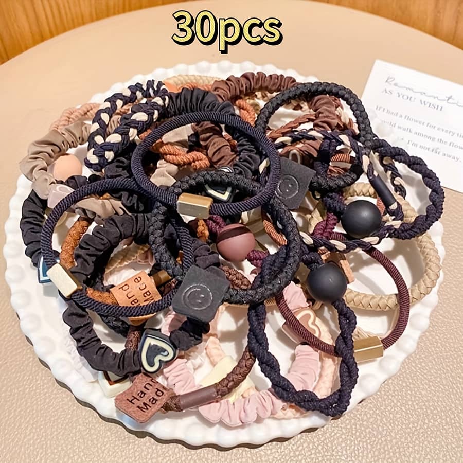 30pcs Temperament Versatile High Elasticity Headband Rubber Band Hair Tie Headwear Set Beauty & Personal Care Shop Online at Dubai Trades 2