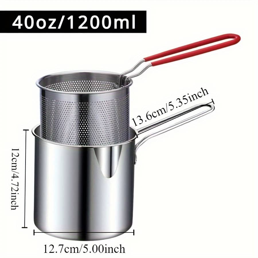 3l/100oz Stainless Steel Deep Fryer Pot With Strainer Basket, Cooking Pot For Boiling, Frying, And Soup Making – Compatible With Induction Cooktops Cookware Shop Online at Dubai Trades 2