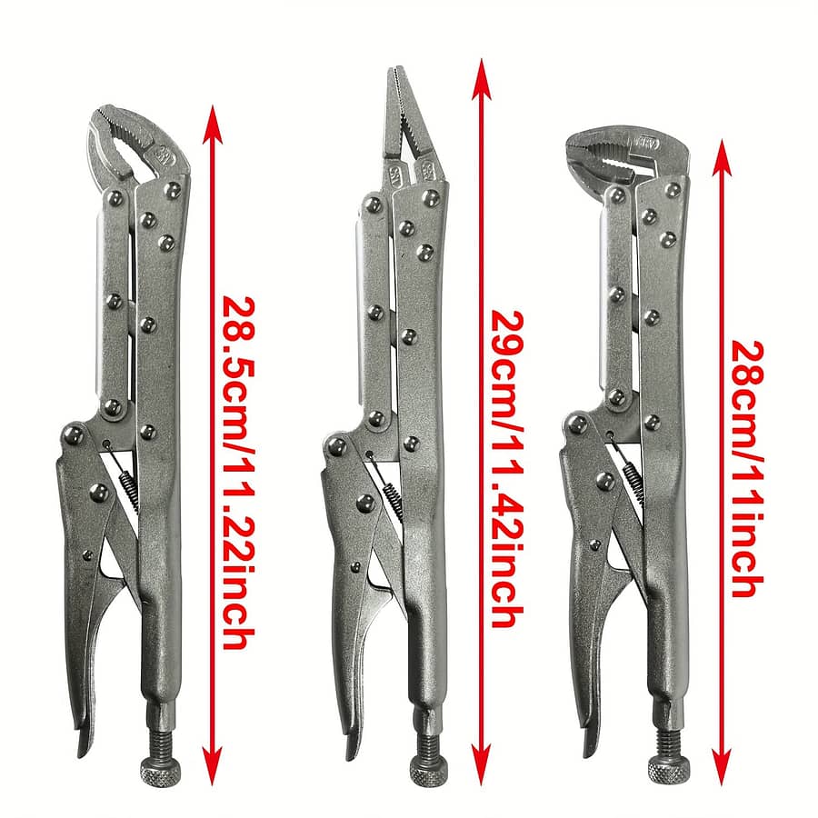 3pcs 12in. Extended Locking Plier Set, Straight/45 Degree/80 Degrees, Original Curved Ideal Tool For Gripping,clamping, And Hard-to-reach Areas Automotive Shop Online at Dubai Trades 2