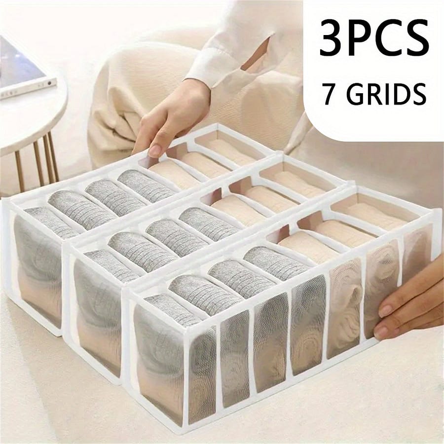 3pcs 7-grids Folding Fabric Storage Box, Drawer Style, For Jeans, Pants, Underwear, Fabric Wardrobe Organizing Clothing, Shoes & Jewelry Shop Online at Dubai Trades 2