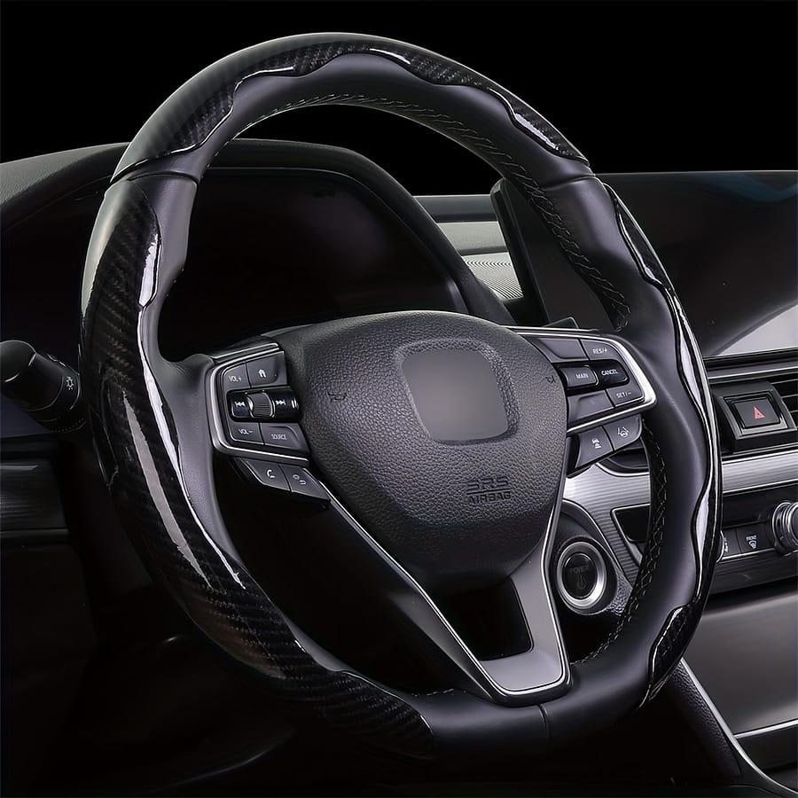 3pcs Car Anti-skid Carbon Fiber Style Steering Wheel Cover, Gm Suitable Steering Wheel Cover, Car Buckle Steering Wheel Cover Automotive Shop Online at Dubai Trades 2
