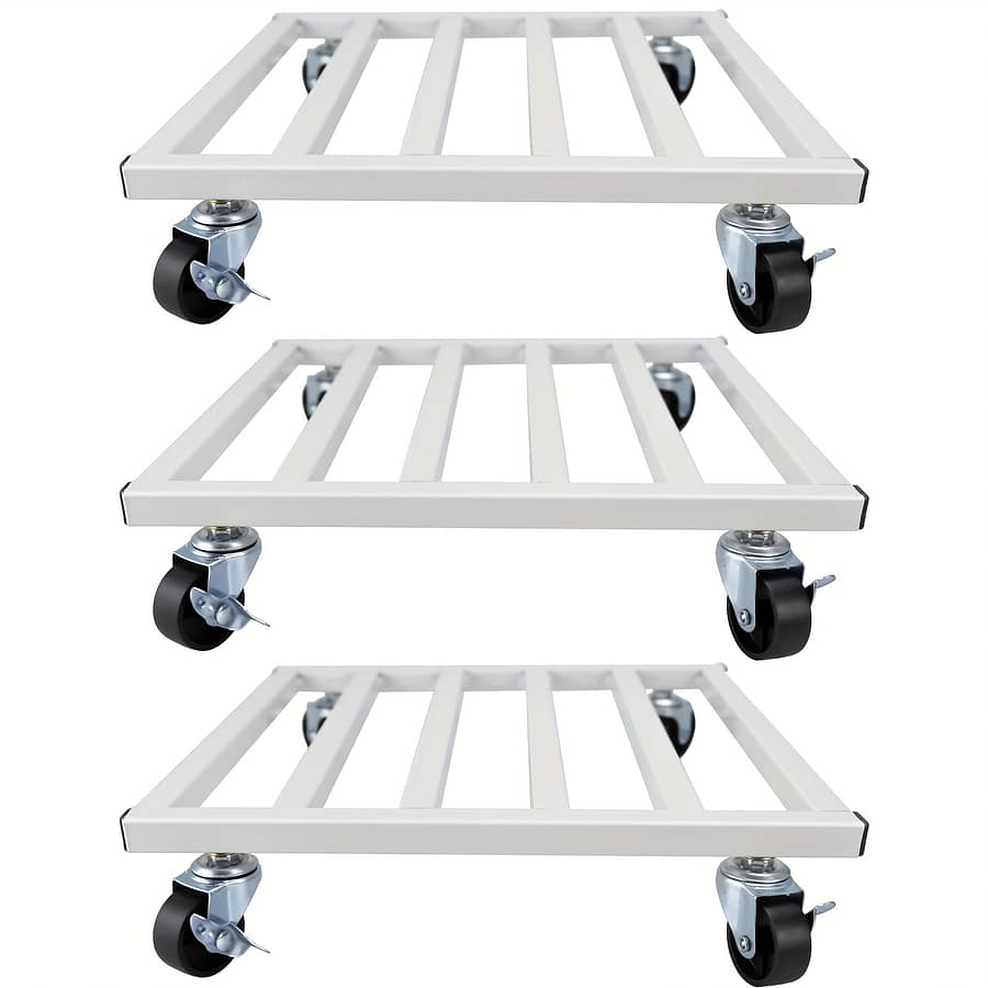 3pcs Heavy Duty Metal With Lockable Wheels, 10/12 Inch Square Plant Stand For Indoor Outdoor Use, Holds 150 Lbs Pots, Caddy For Plant Gardening & Lawn Care Shop Online at Dubai Trades 2