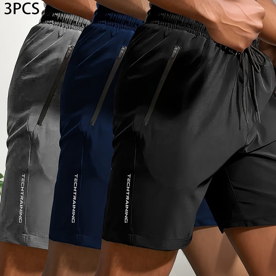 3pcs Men’s Athletic Shorts – Quick-dry, Breathable & Sweat-wicking For Running, Cycling, Hiking & Swimming Active Shop Online at Dubai Trades 2