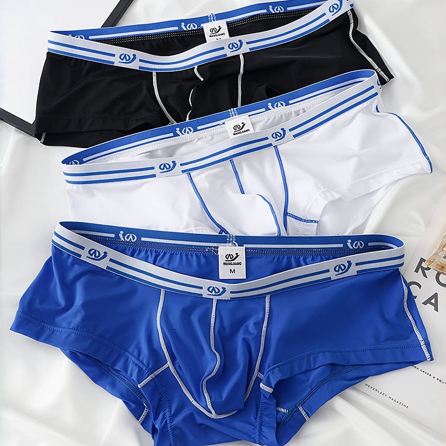 3pcs Men’s Sexy Trendy Solid Underwear, Breathable Comfy Stretchy Boxer Briefs, Casual Simple Underpants Boxer Briefs Shop Online at Dubai Trades 2