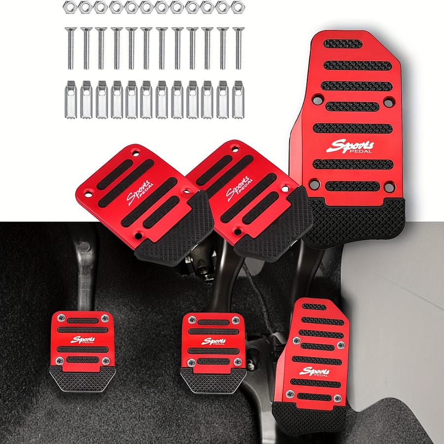 3pcs/set Universal Non-slip Aluminum Manual Transmission Car Pedal Cover Set Brake Fuel Gas Foot Pad Set Kit Pedals Red Blue Silver Non-slip Tools Automotive Shop Online at Dubai Trades 2