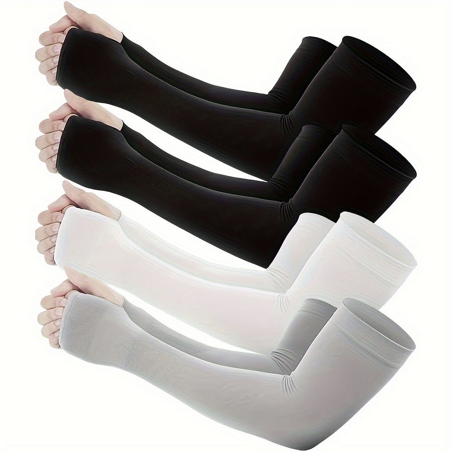 4 Pairs Of Sun Protection Cooling Arm Sleeves With Thumb Holes For Men And Women, Suitable For Golf Basketball Cycling Fishing Driving Jogging Gloves Shop Online at Dubai Trades 2