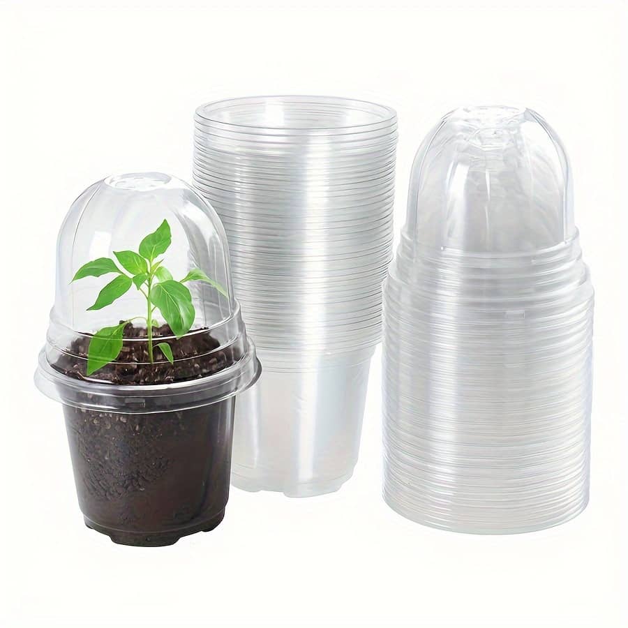 40pcs/set Plant Nursery Pots With Humidity Domes, 4 Inch Clear Nursery Pots (40 Pots + 40 Clear ), Pots Small Planter Containers With Drain Holes Outdoor Storage Gardening & Lawn Care Shop Online at Dubai Trades 2
