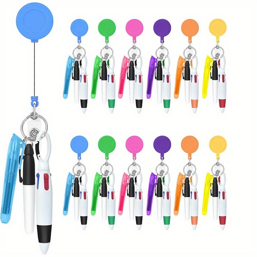 48-piece Nurse Pen Set: Includes 12 Fine-tip Highlighters, 12 Permanent Markers, And 12 Retractable Ballpoint Pens, Nurse Badge Holders And Retractable Id Name Scrolls Fine Writing Instruments Shop Online at Dubai Trades 2
